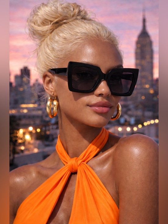 She_Stylish Accessories - Oversized Black Statement Sunglasses | Bold Luxe Square Frames | Chic & Glam